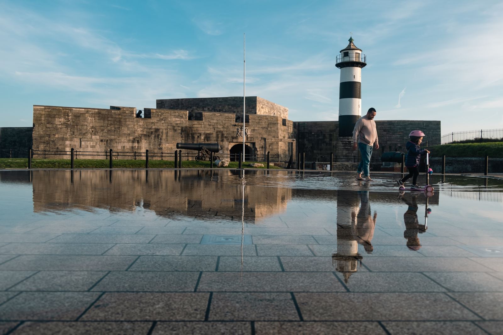 Southsea Castle reflections - in water play area outside castle